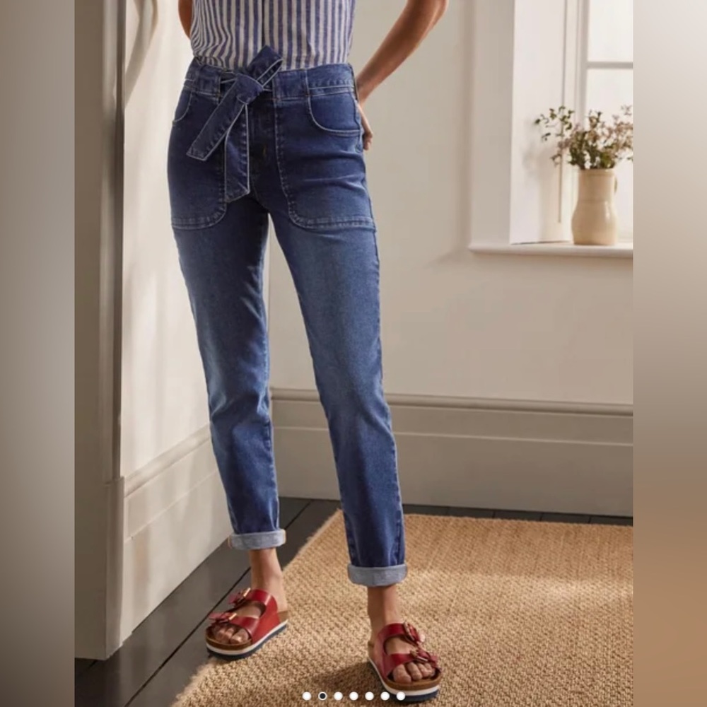 Boden Mid Blue Tie-Waist Jeans